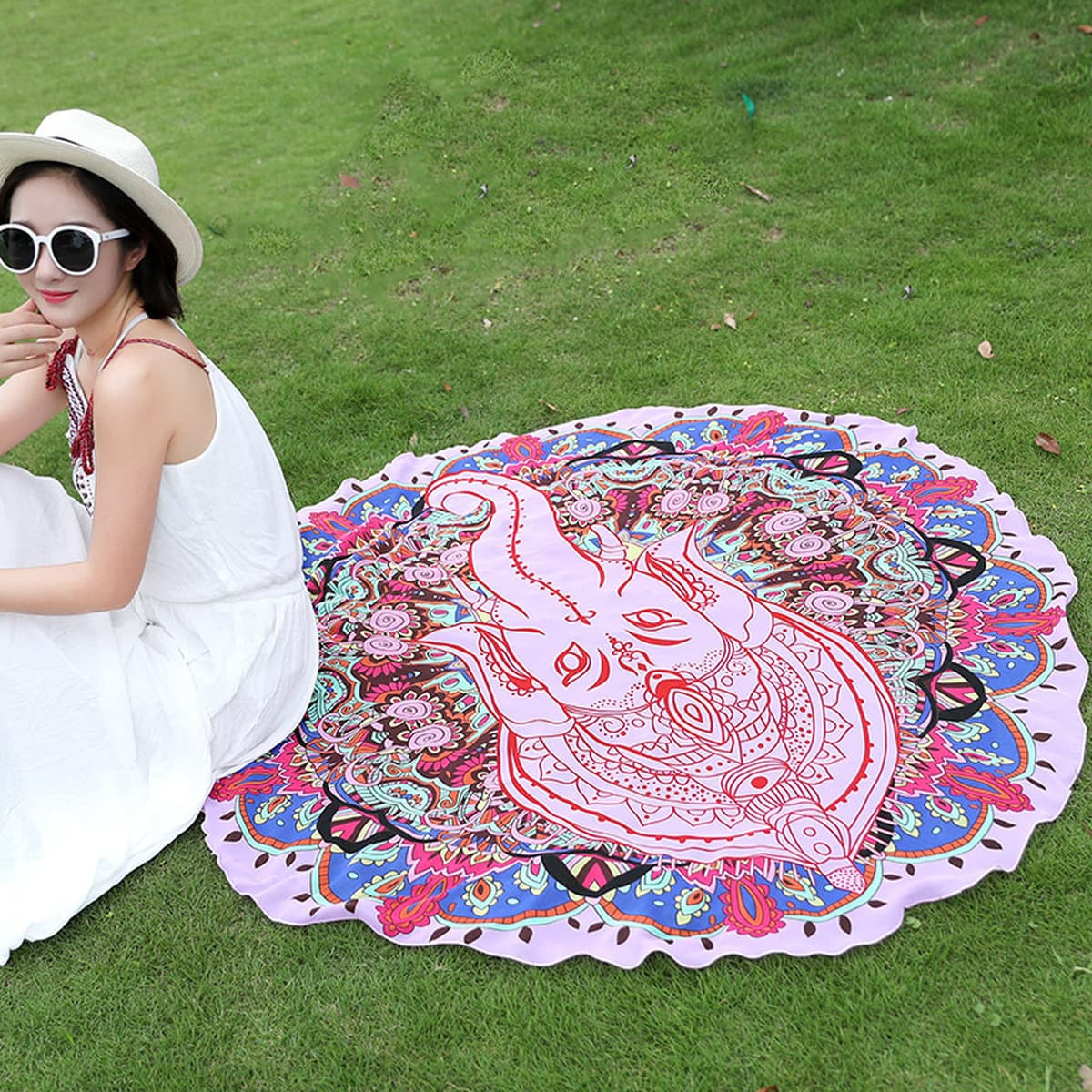 AliExpress Amazon Европейское и Американское Счастливое круглое пляжное полотенце с буквенным принтом шифоновое Шаль летнее...