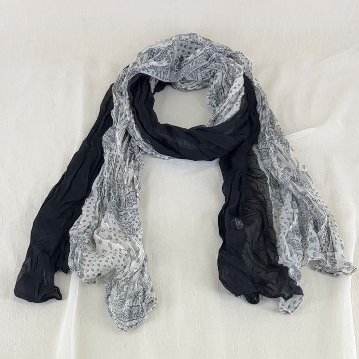 Внешняя торговля Весенний и Осенний отдел Литературный шарф Женский дикий складчатый сплошной цветок кешью, сшитый тонкий...