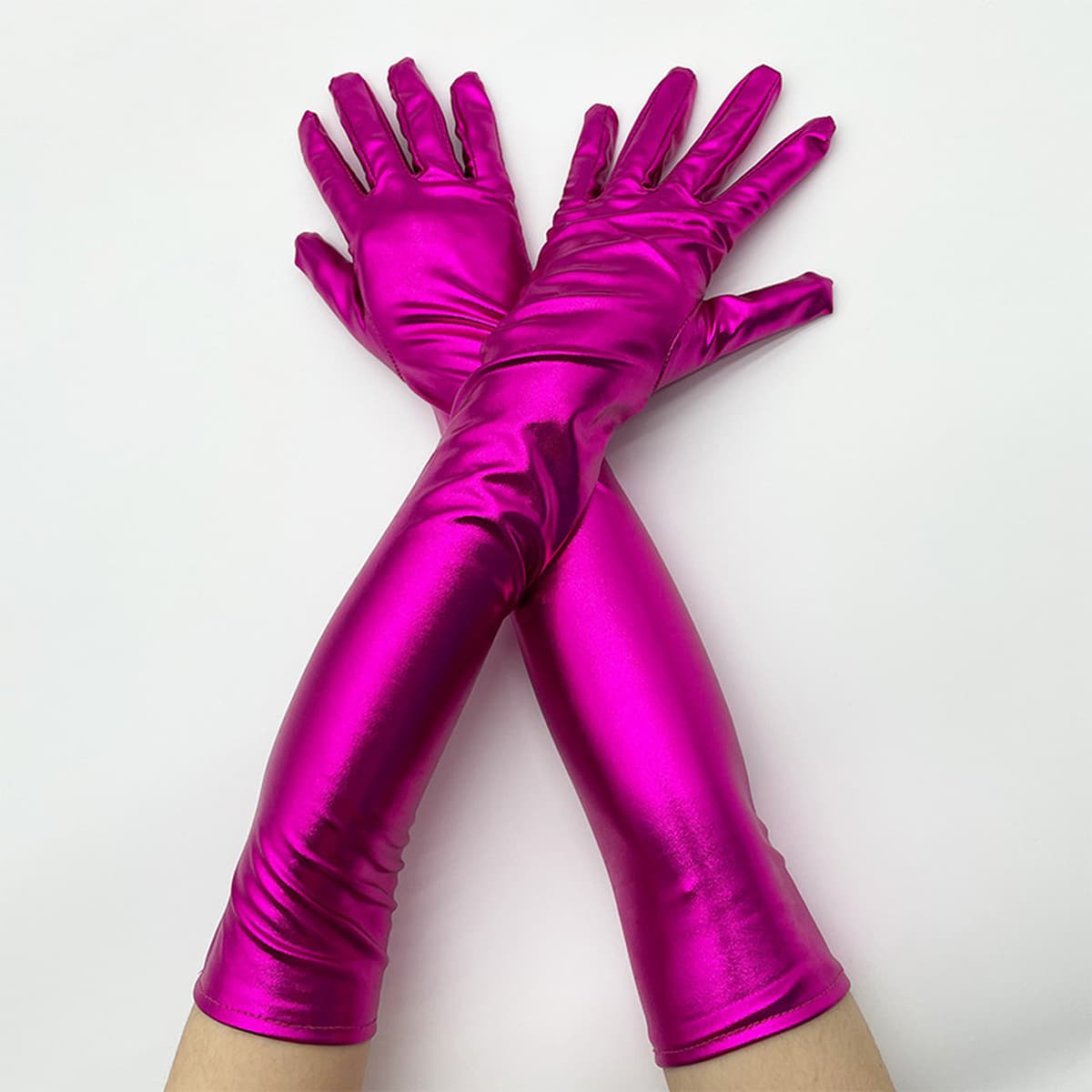 Серебряные перчатки для танцев на шесте с покрытием из лакированной кожи Аксессуары для костюмов на Хэллоуин Приталенные...