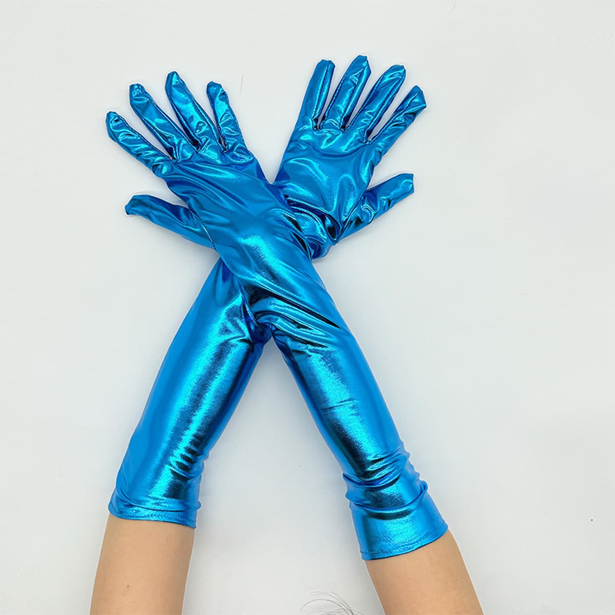 Серебряные перчатки для танцев на шесте с покрытием из лакированной кожи Аксессуары для костюмов на Хэллоуин Приталенные...