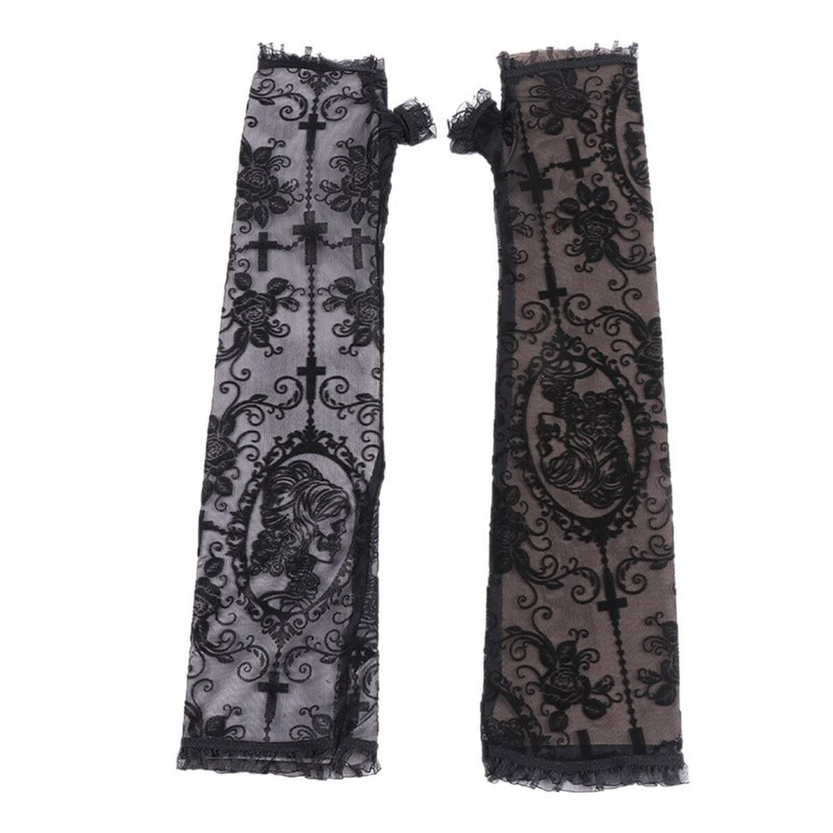 Кружевные солнцезащитные перчатки с половиной пальца, костюм с длинными рукавами, костюм без пальцев, темный косплей,...