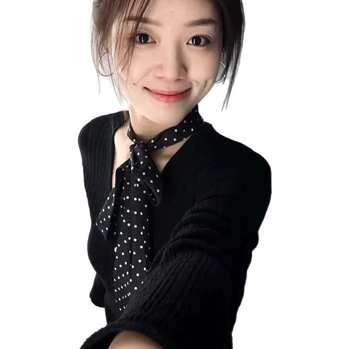 Корейская версия черно-белого шарфа с точечным шарфом женский весенний 2025 новый продвинутый сенсорный шейный длинный...