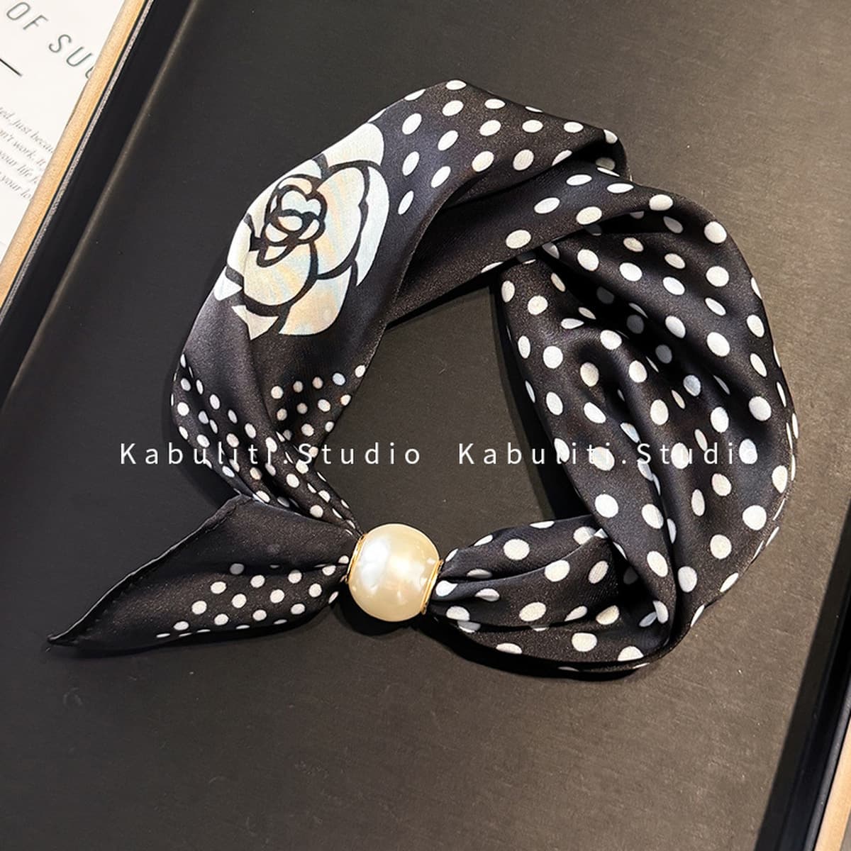 Белое жемчужное ожерелье с магнитной пряжкой, узкий длинный шелковый шарф для ушей, женский шарф на шею с рубашкой, тонкий...