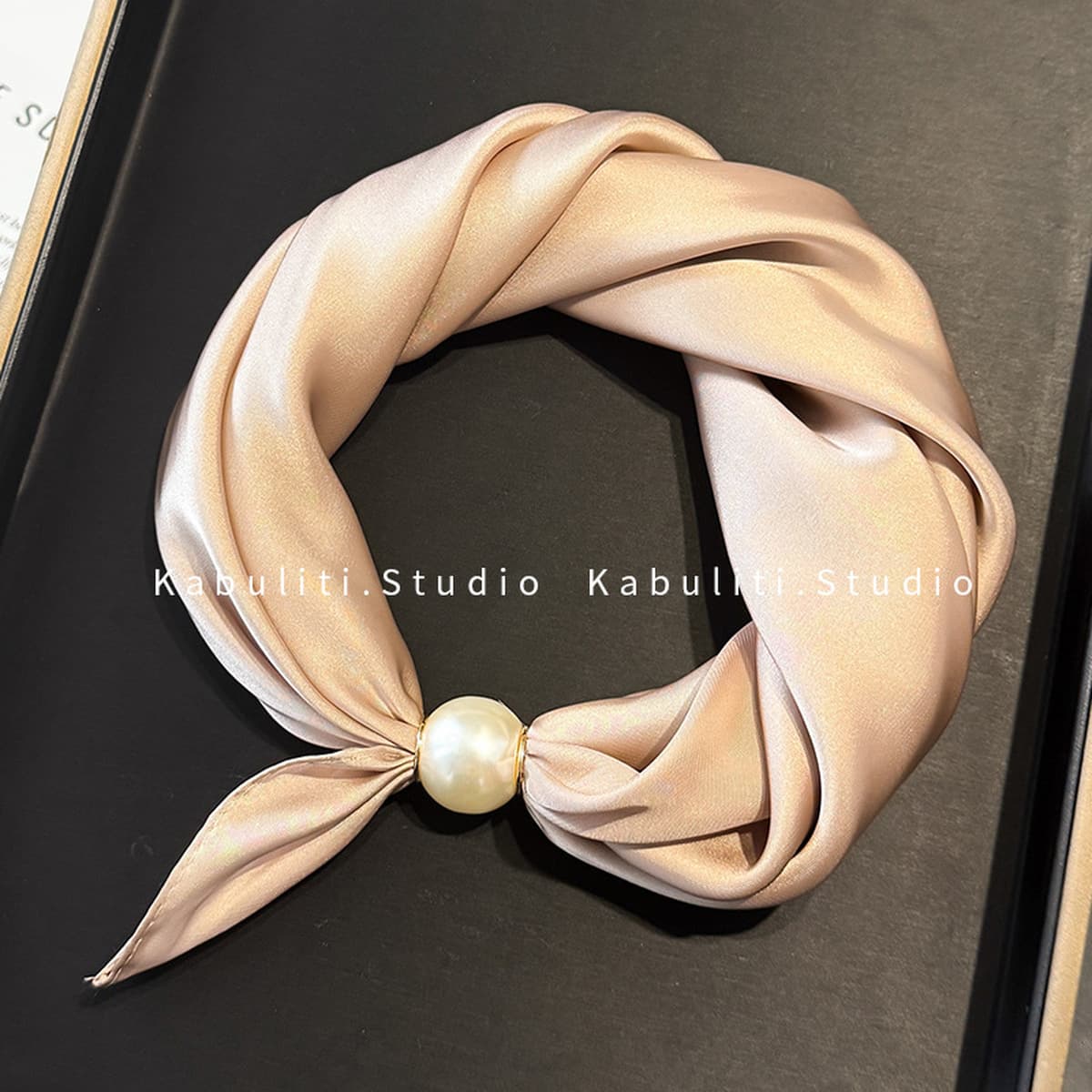 Белое жемчужное ожерелье с магнитной пряжкой, узкий длинный шелковый шарф для ушей, женский шарф на шею с рубашкой, тонкий...