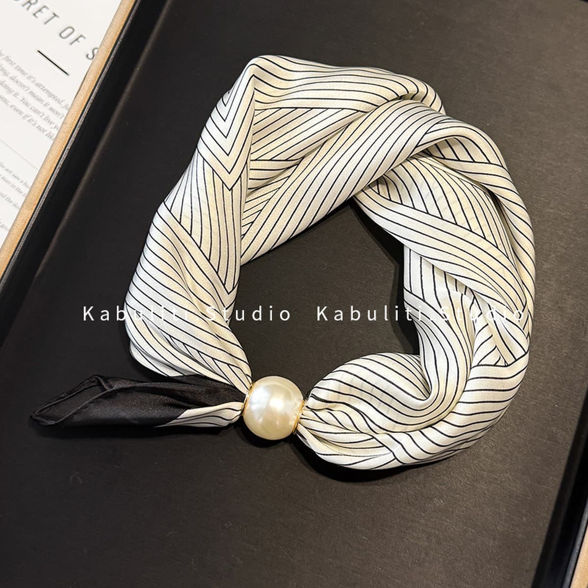 Белое жемчужное ожерелье с магнитной пряжкой, узкий длинный шелковый шарф для ушей, женский шарф на шею с рубашкой, тонкий...