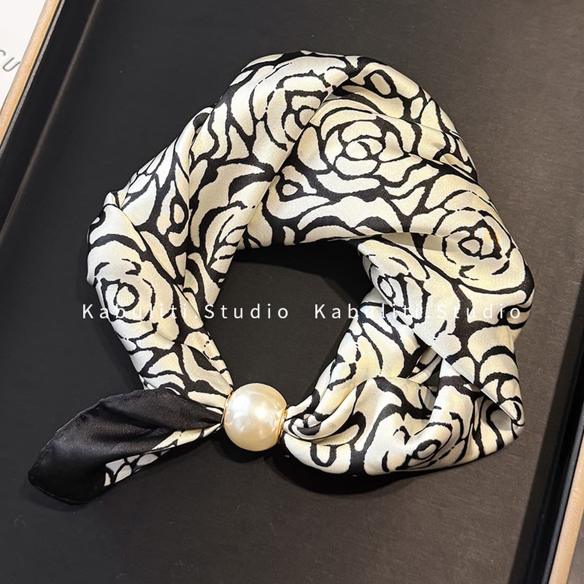 Белое жемчужное ожерелье с магнитной пряжкой, узкий длинный шелковый шарф для ушей, женский шарф на шею с рубашкой, тонкий...