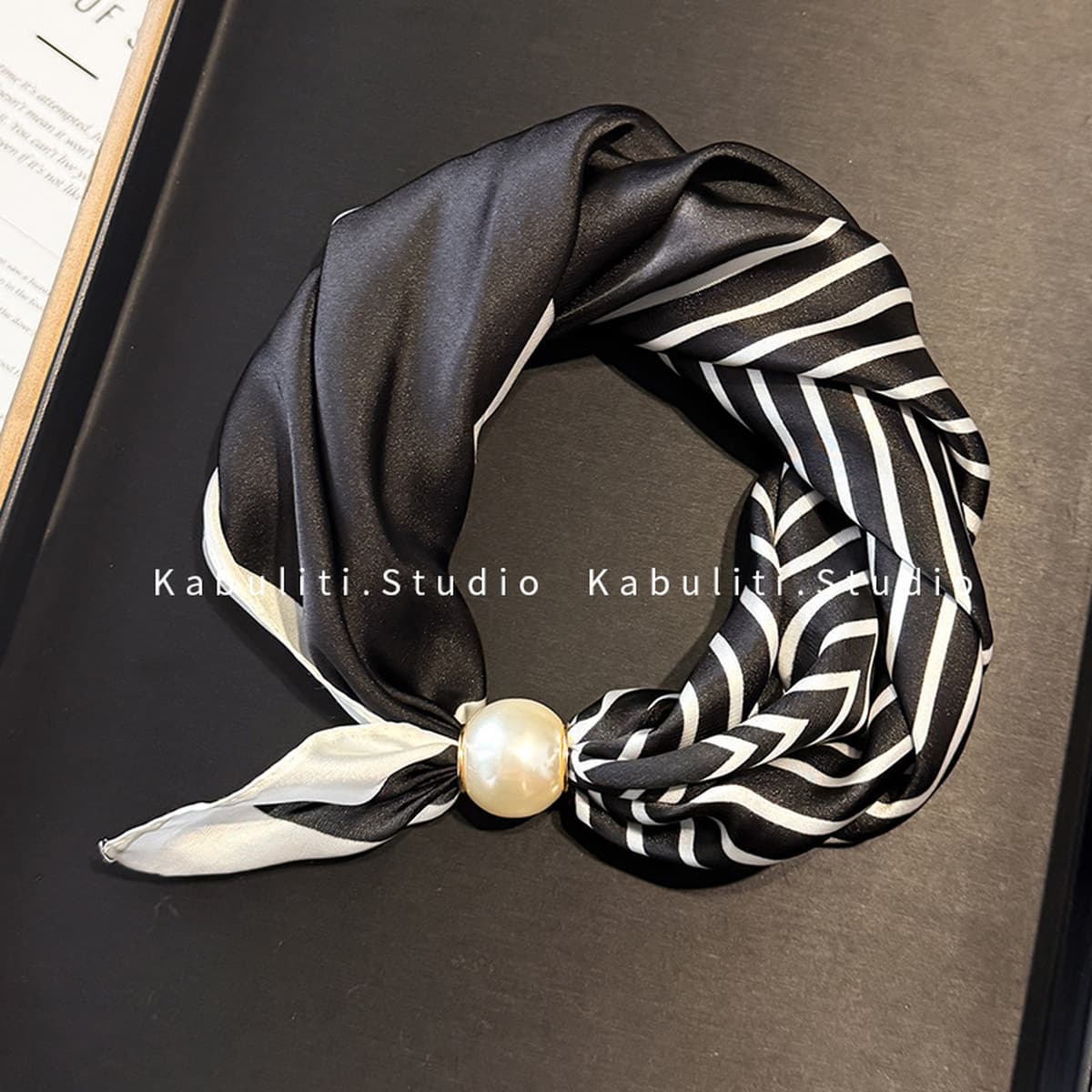 Белое жемчужное ожерелье с магнитной пряжкой, узкий длинный шелковый шарф для ушей, женский шарф на шею с рубашкой, тонкий...