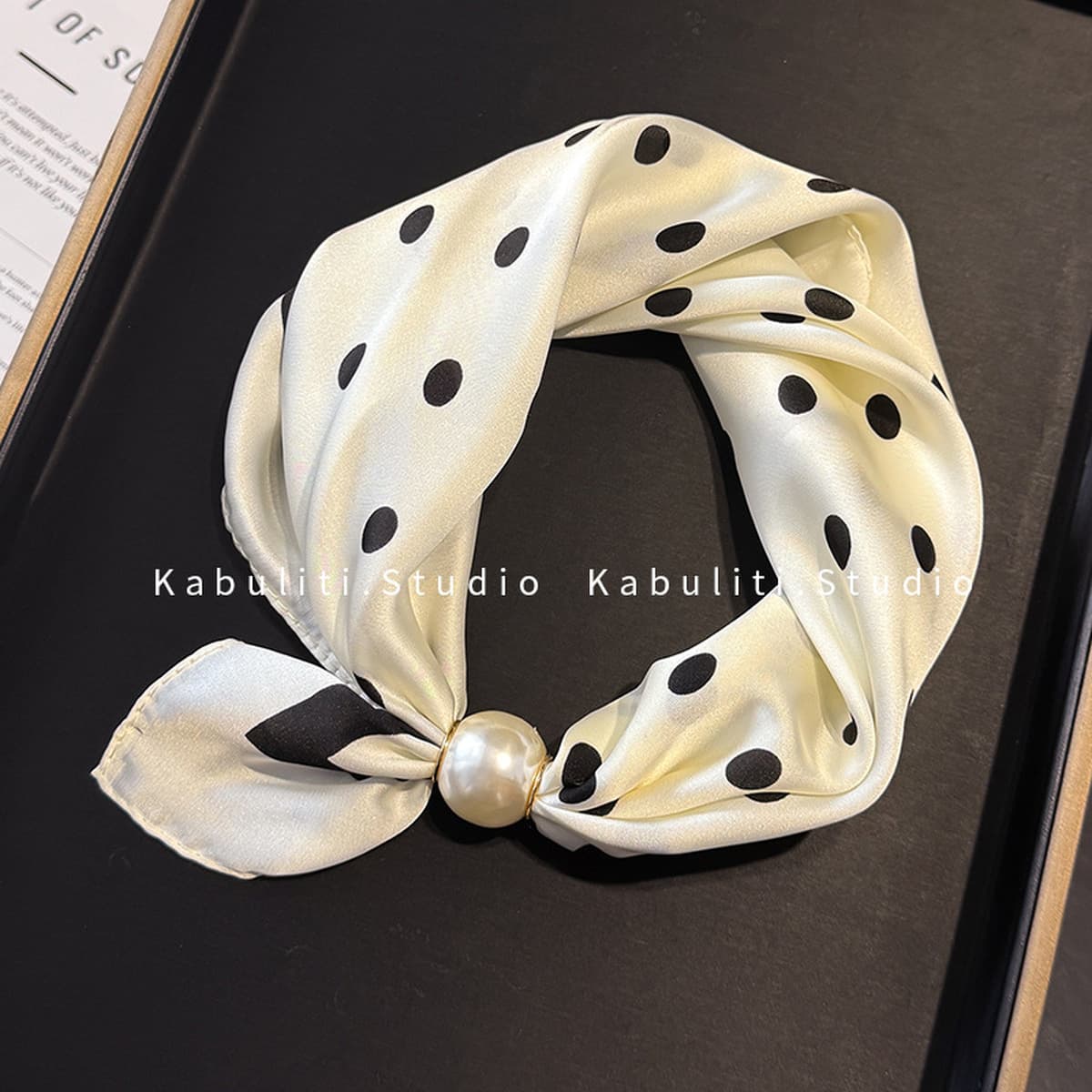 Белое жемчужное ожерелье с магнитной пряжкой, узкий длинный шелковый шарф для ушей, женский шарф на шею с рубашкой, тонкий...