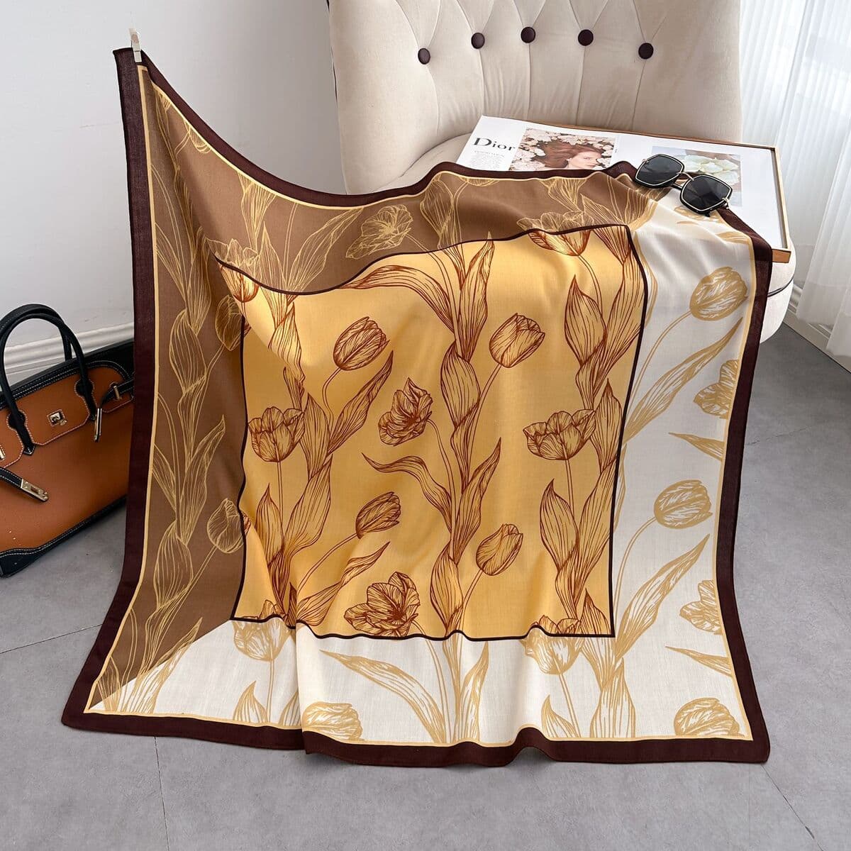 Анти-бархатный хлопчатобумажный принт модный дикий 90 квадратный шарф многофункциональный шарф с рубашкой модный шарф галстук