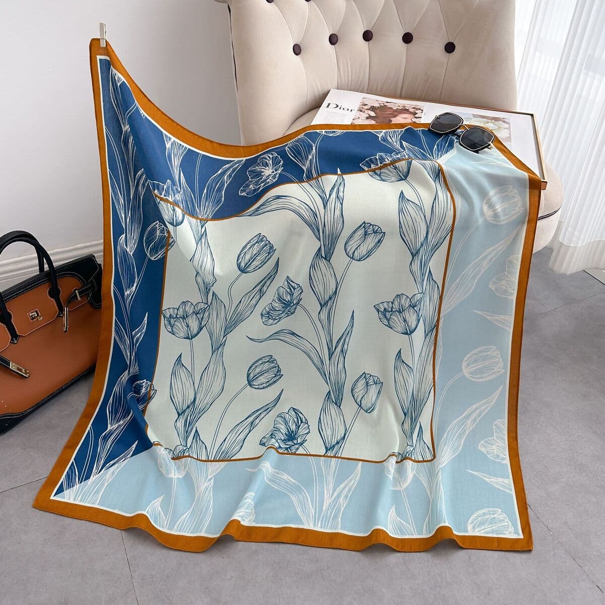 Анти-бархатный хлопчатобумажный принт модный дикий 90 квадратный шарф многофункциональный шарф с рубашкой модный шарф галстук