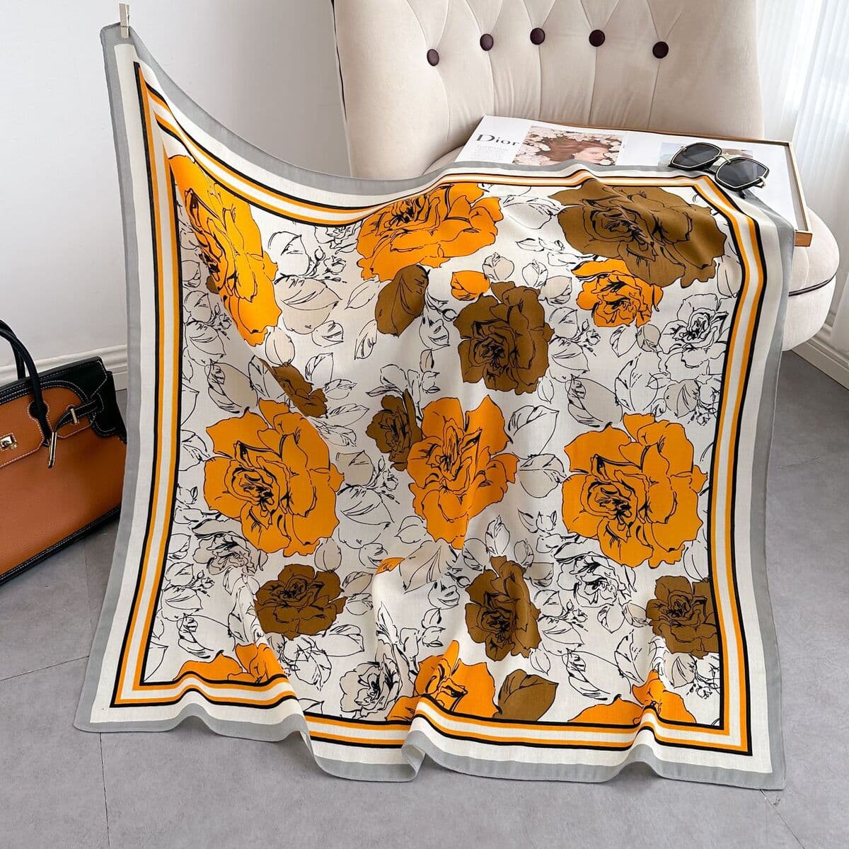 Анти-бархатный хлопчатобумажный принт модный дикий 90 квадратный шарф многофункциональный шарф с рубашкой модный шарф галстук