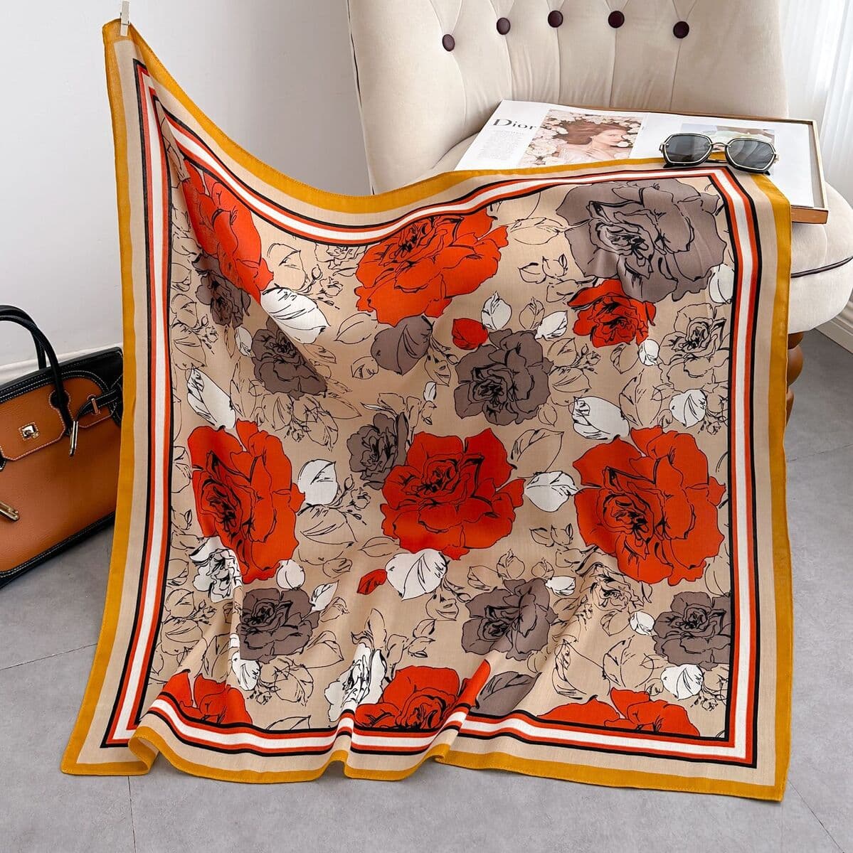 Анти-бархатный хлопчатобумажный принт модный дикий 90 квадратный шарф многофункциональный шарф с рубашкой модный шарф галстук