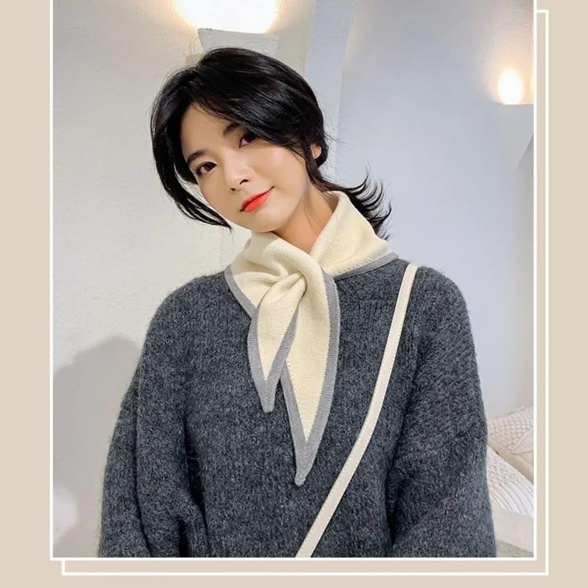Корейский осенний и зимний шерстяной трикотажный шарф женский зимний чехол для шеи сладкий крест треугольный шарф теплый шарф