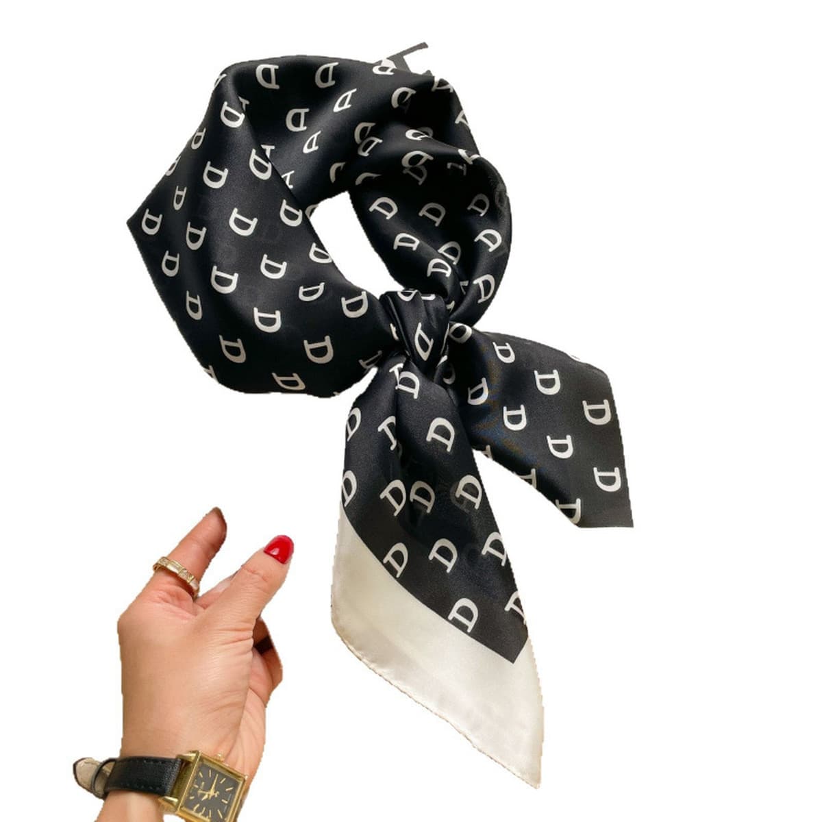 Элегантный атласный шарф с принтом головы лошади для женщин, высококачественный шелковый шарф-аксессуар.