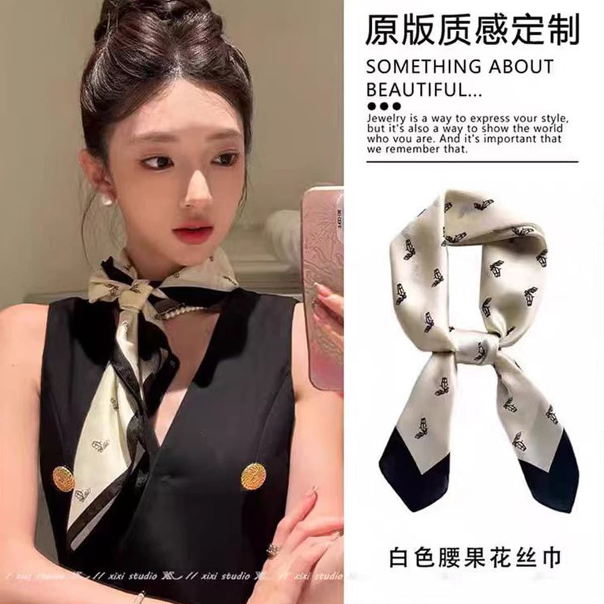 Элегантный атласный шарф с принтом головы лошади для женщин, высококачественный шелковый шарф-аксессуар.