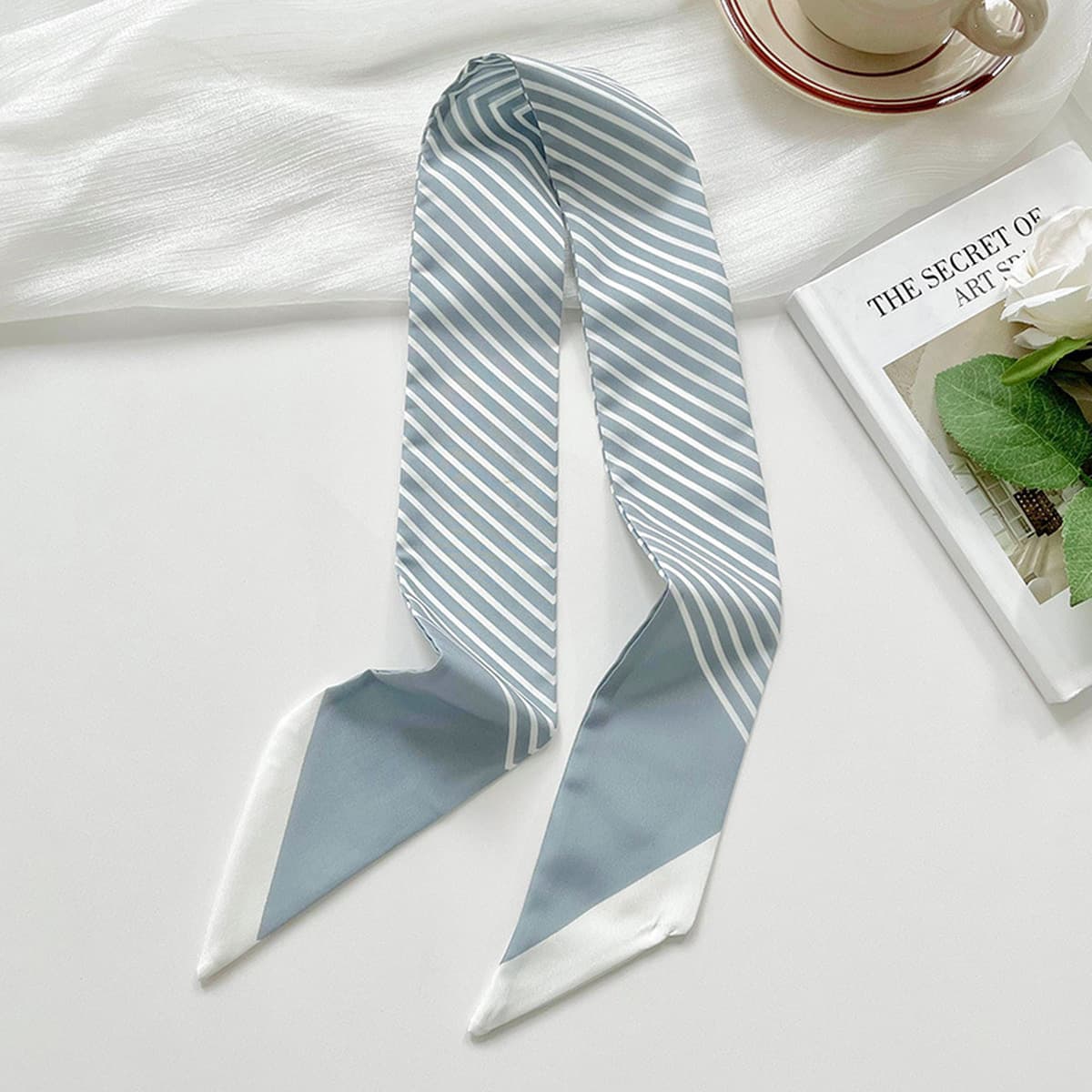 Узкий длинный маленький шелковый шарф женский на весну и лето универсальная черная полосатая сумка для галстуков в Корейском...