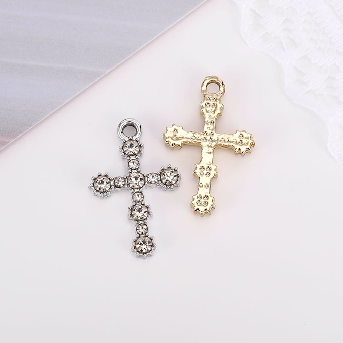 Крестообразные религиозные аксессуары, кулон, простой модный дизайн, кулон из алмазного сплава, ювелирные изделия своими...