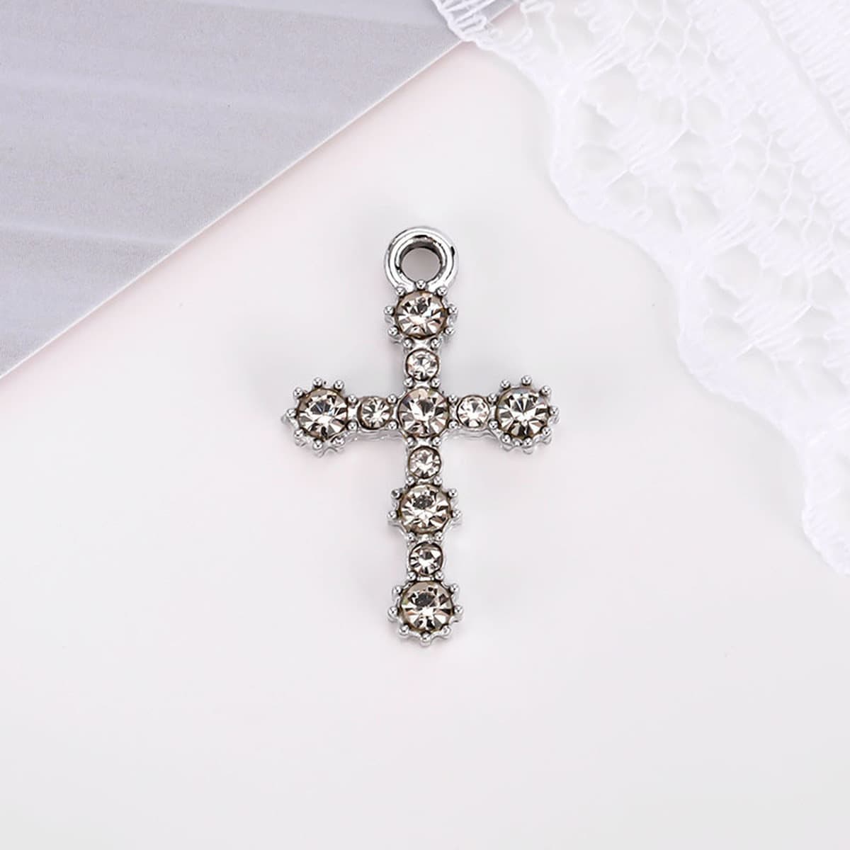 Крестообразные религиозные аксессуары, кулон, простой модный дизайн, кулон из алмазного сплава, ювелирные изделия своими...