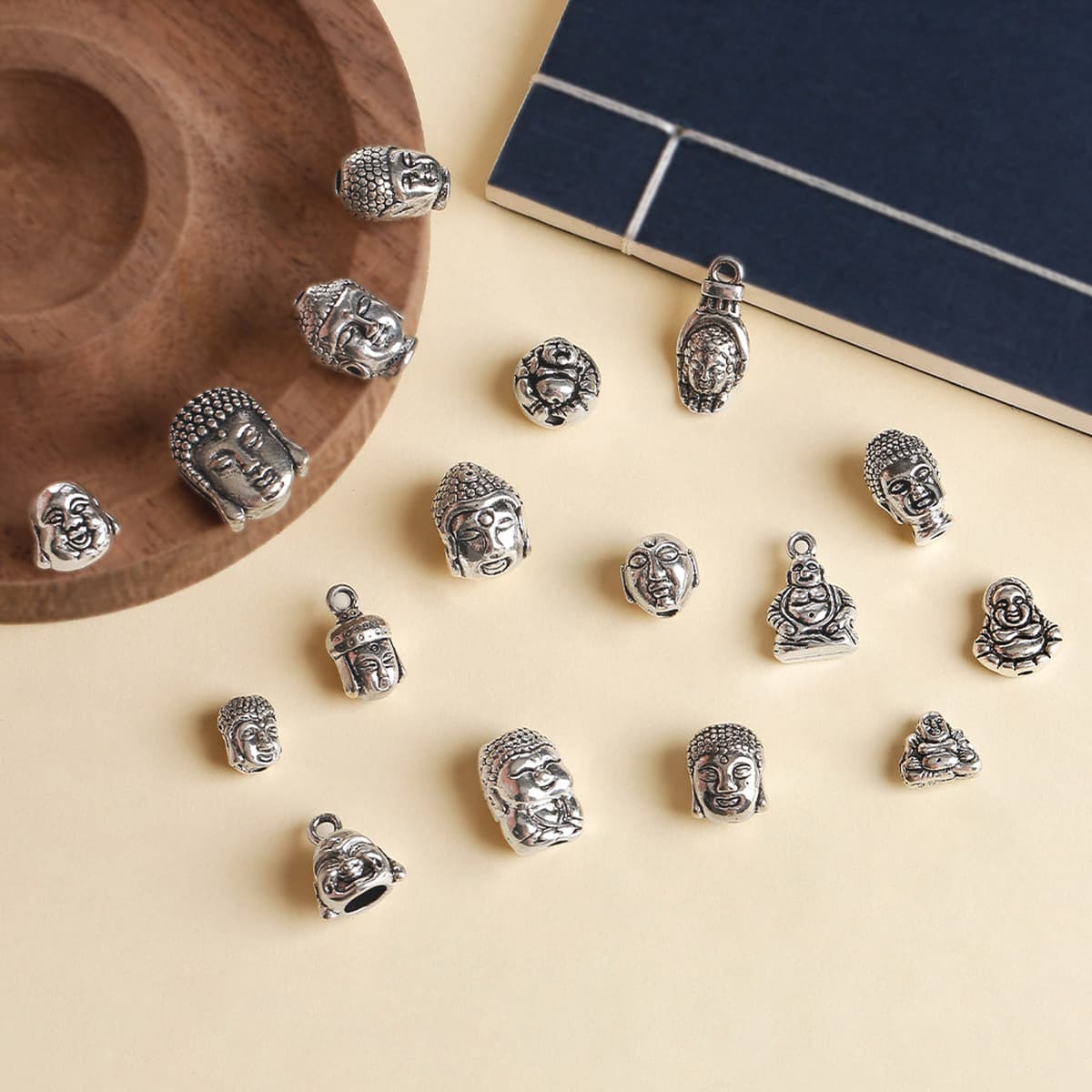 Оригинальный религиозный ретро сплав браслет с головой Будды аксессуары из бусин DIY голова Майтрейи маленький кулон Будды...
