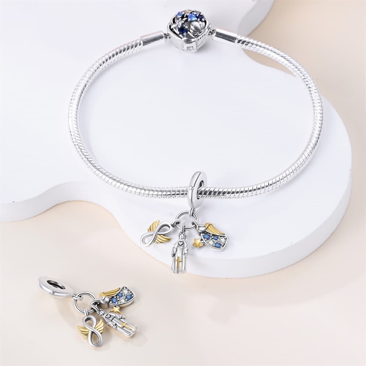 Трансграничный Новый Белый Медный Серебряный кулон 925 пробы религиозный девственница-Ангел из трех частей DIY ювелирные...