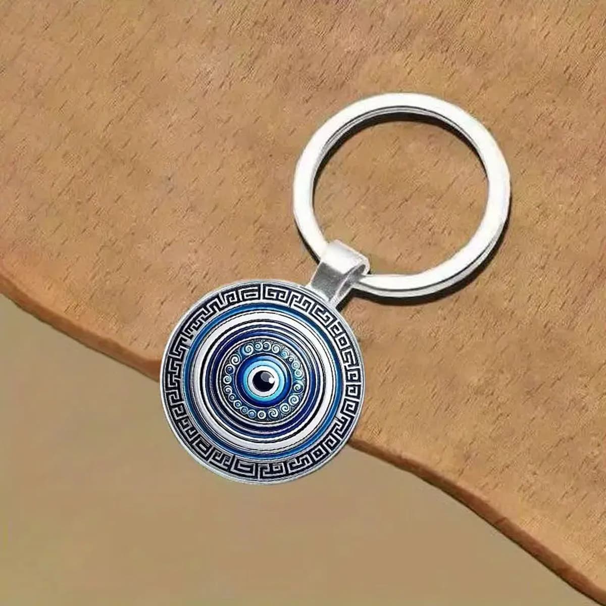 Красота, синий злой глаз, религия, фото, круглый стеклянный брелок с кабошоном, сумка, автомобильный брелок, подвеска,...