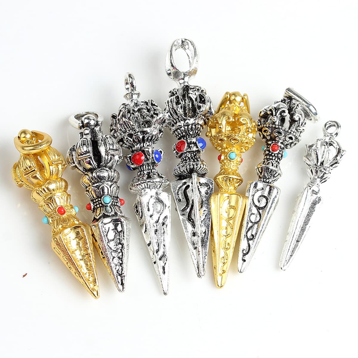 Тибетский серебряный сплав капли масла кулон религиозное Артистизм пестик Звезда Луна Бодхи аксессуары