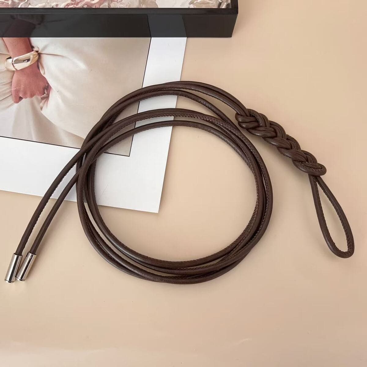 Прямые продажи с фабрики, тонкий ремень с узлом, аксессуары, женская кожаная веревка с юбкой, свитер, универсальный длинный...