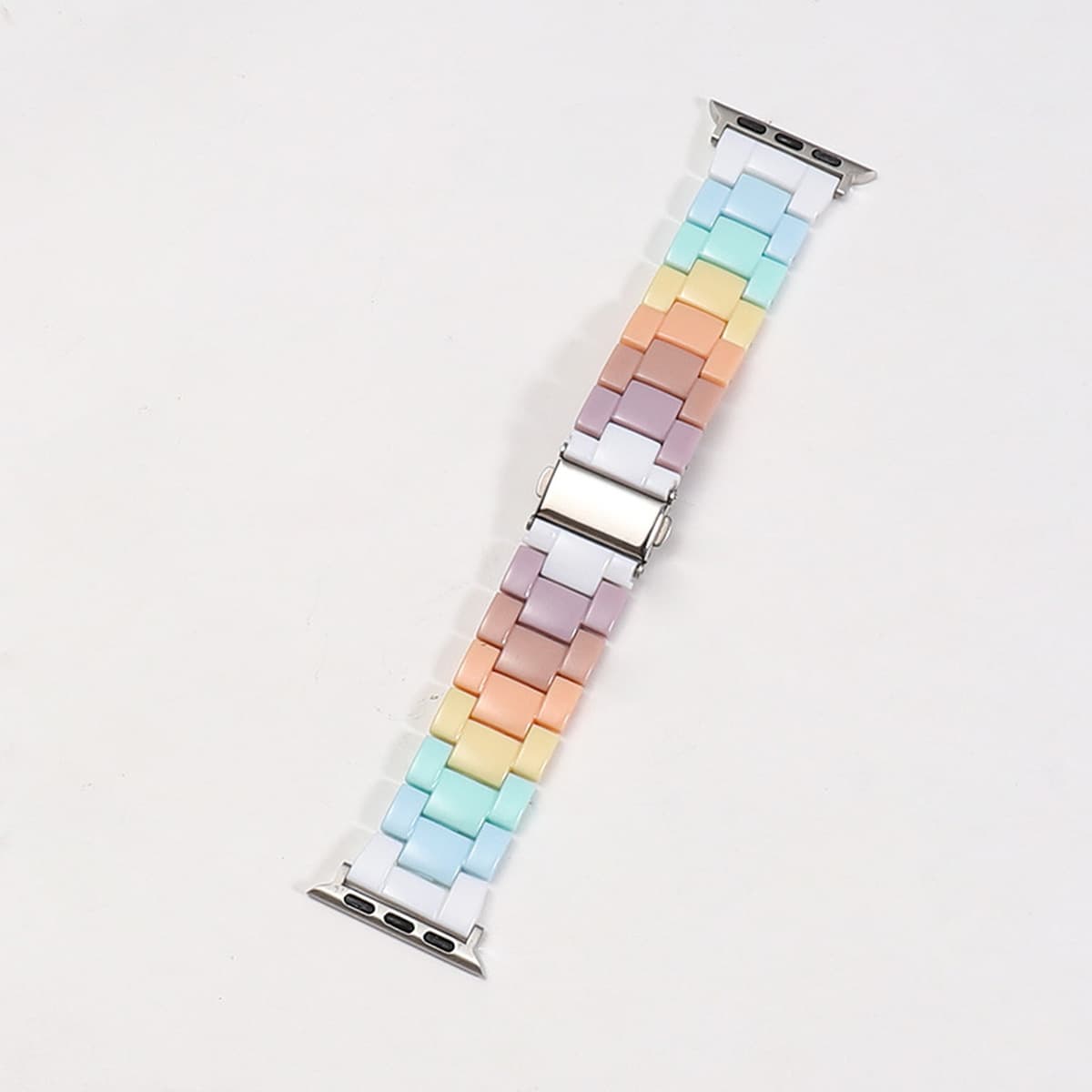 Подходит для ремешка для умных часов Apple 1-8 поколения Candy Color Resin Акриловый прозрачный радужный ремешок Прямой