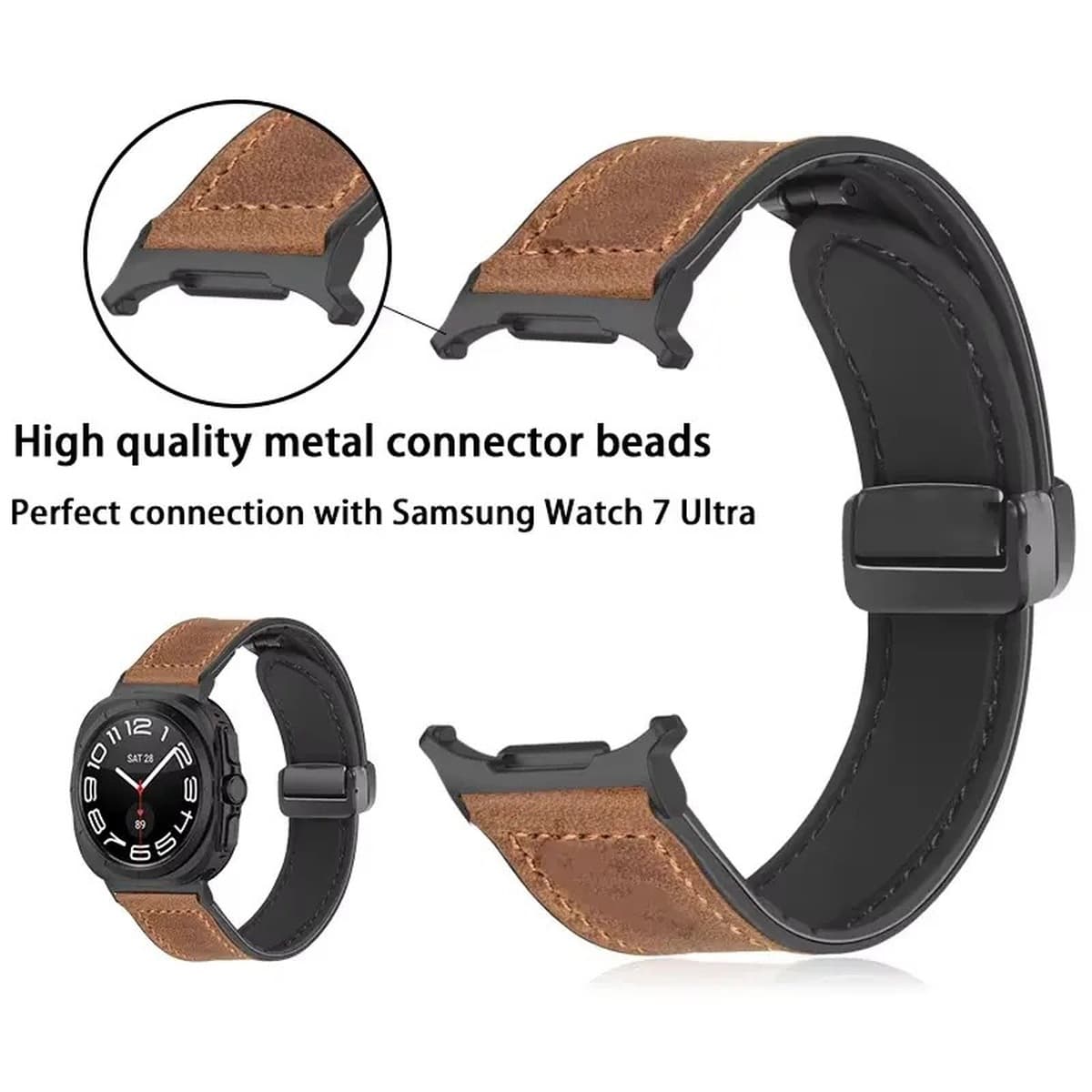 Применяет умные часы Samsung Galaxy watch7 ultra 47mm Crazy Horse с рисунком силиконовый кожаный ремешок для часов