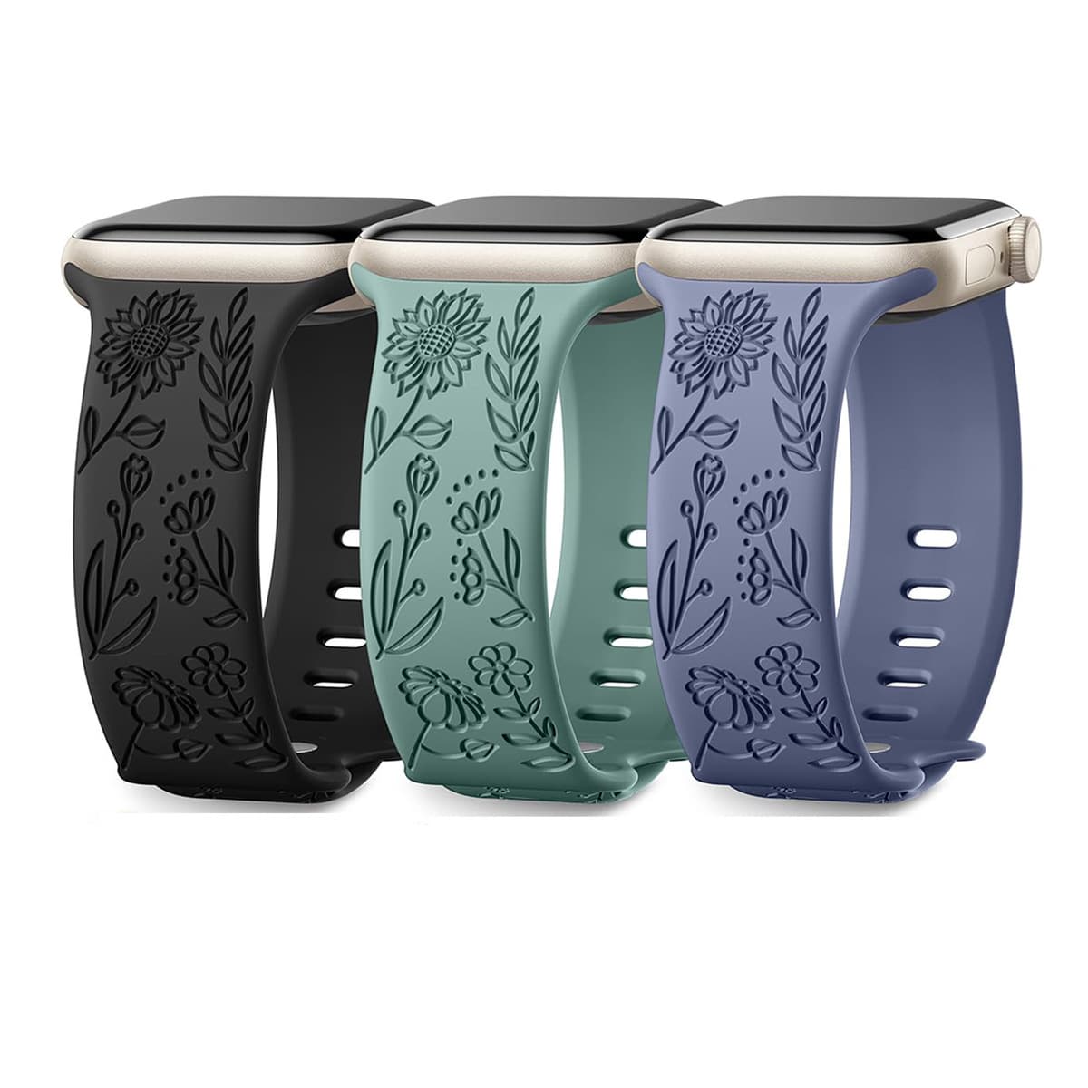 Ремешок для Apple Watch с регулируемой длиной и солнечным цветочным узором, силиконовый ремешок, стильный и повседневный...