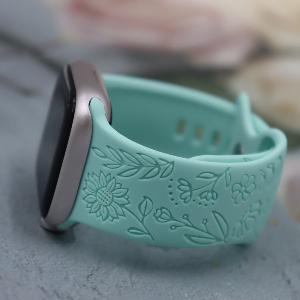 Ремешок для Apple Watch с регулируемой длиной и солнечным цветочным узором, силиконовый ремешок, стильный и повседневный...