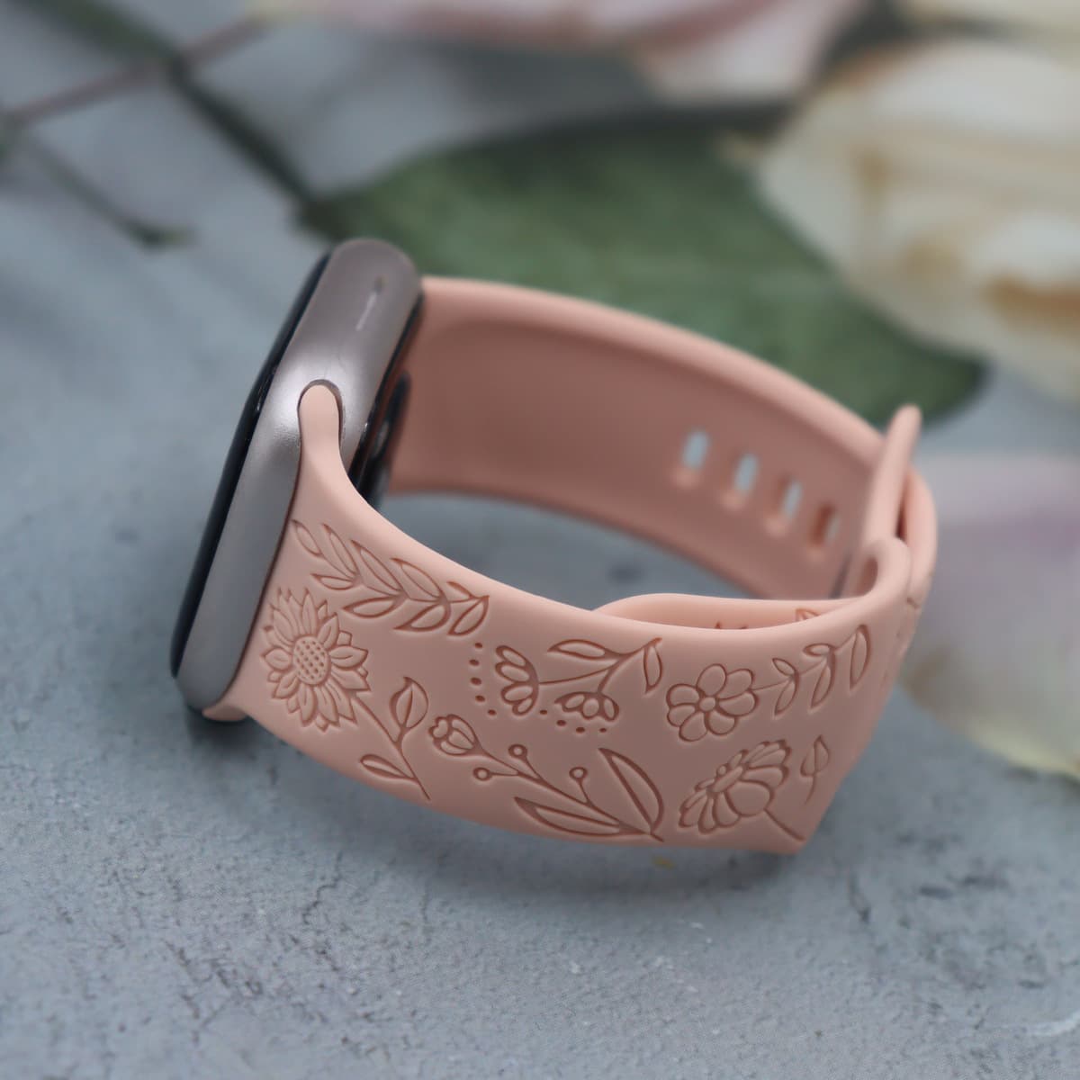 Ремешок для Apple Watch с регулируемой длиной и солнечным цветочным узором, силиконовый ремешок, стильный и повседневный...