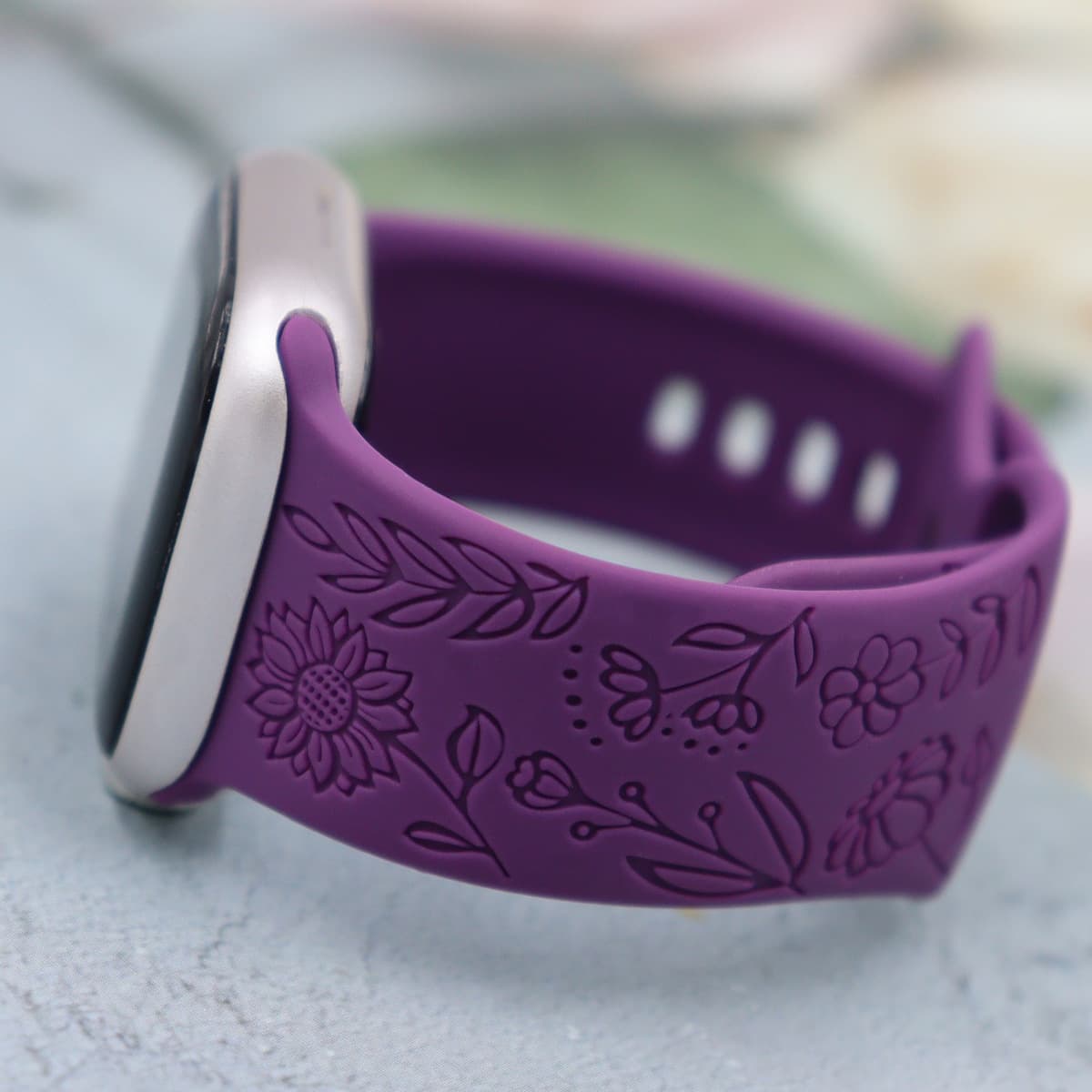 Ремешок для Apple Watch с регулируемой длиной и солнечным цветочным узором, силиконовый ремешок, стильный и повседневный...