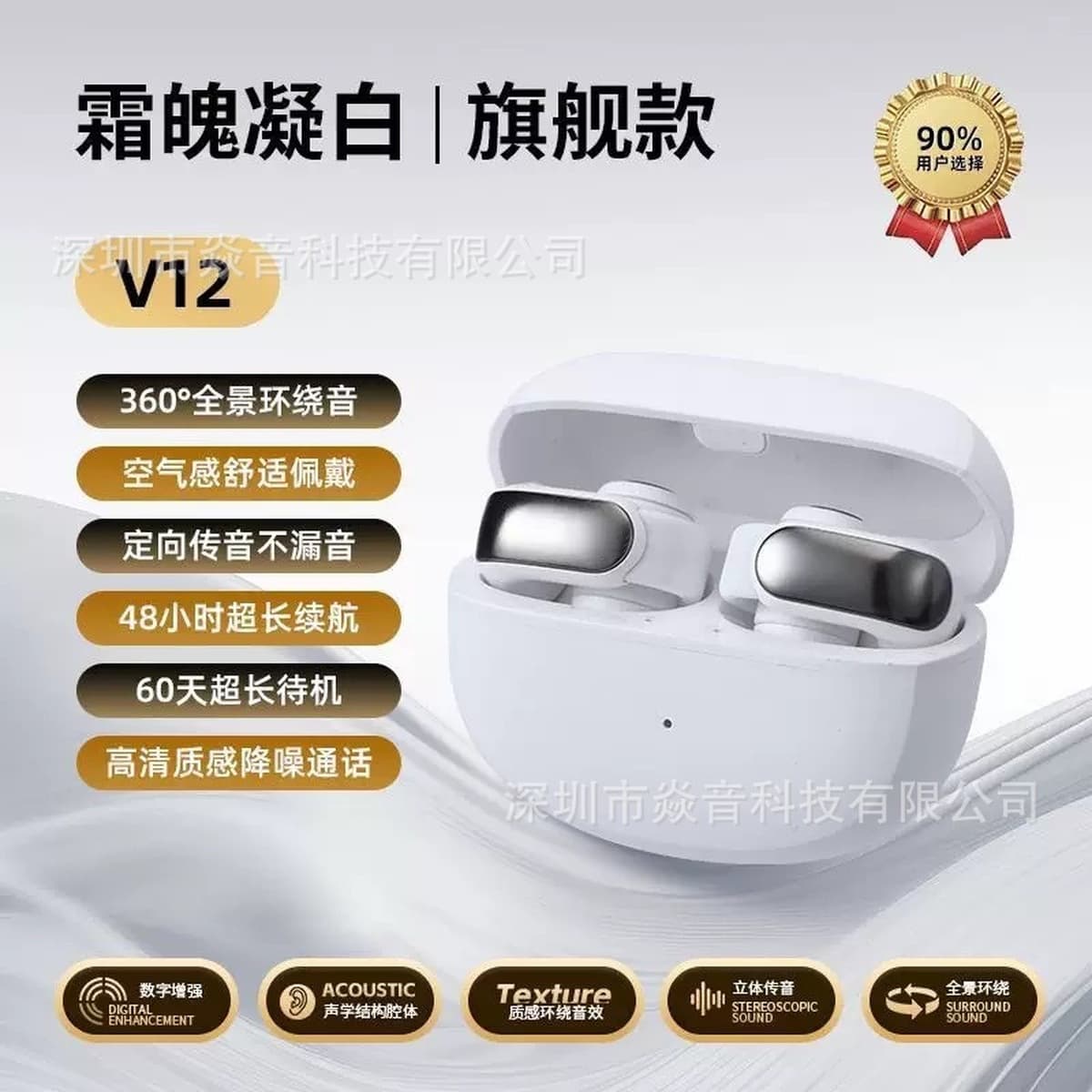 Temu Smart Ai синхронный перевод v12 bluetooth наушники без ушей беспроводные спортивные bluetooth наушники