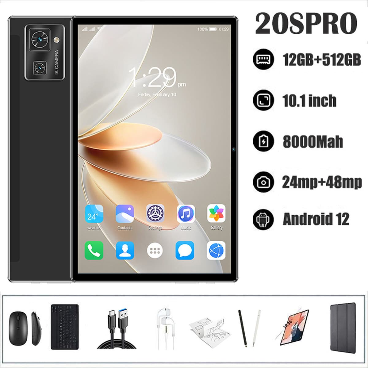 Планшетный компьютер 10.1inch года, Android, смарт-устройство с Bluetooth, OZON, Rakuten, Yahoo, ноутбук с полноэкранным...