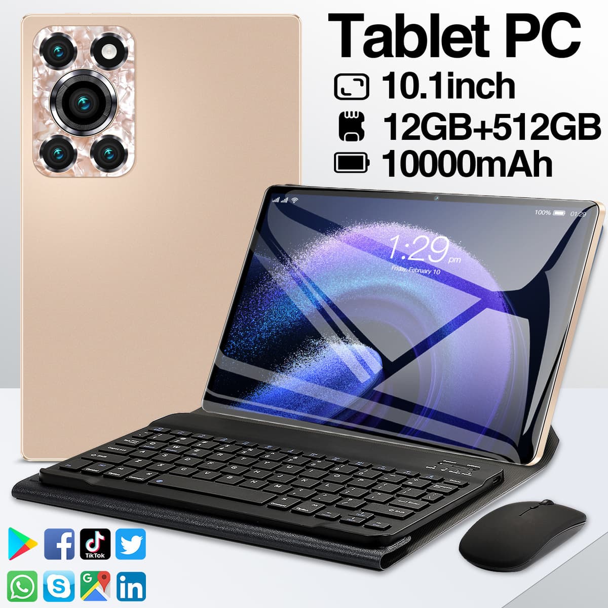 Трансграничный Pad 12 Pro Tablet 10.1/14 Двойная карта Двойная модель ожидания металла 12 512 Android Smart Tablet