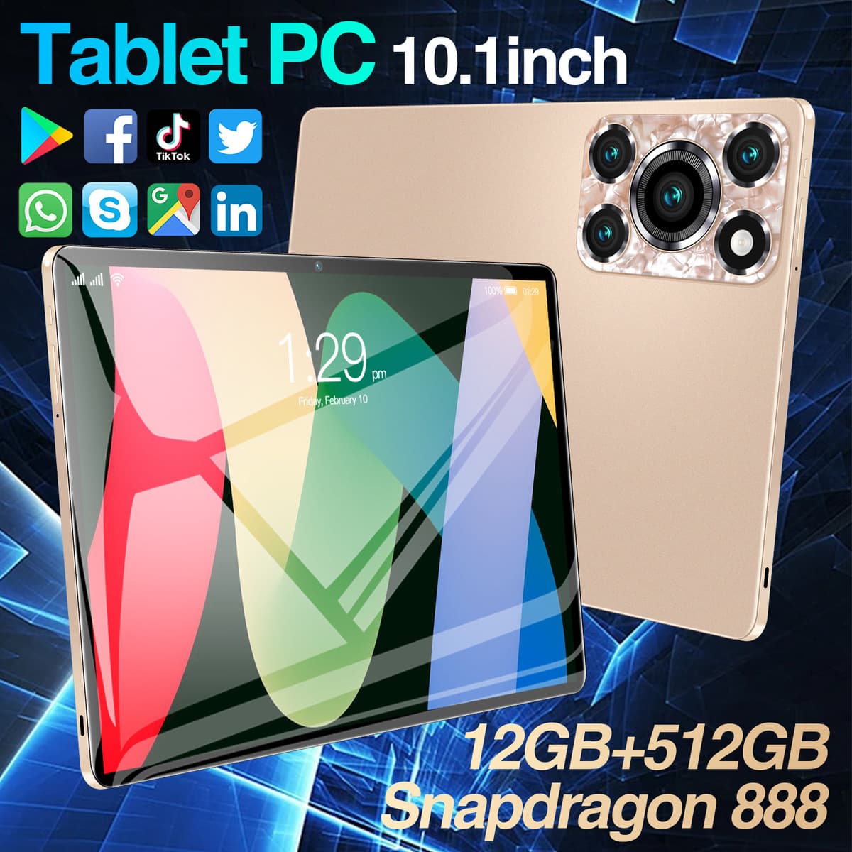Трансграничный Pad 12 Pro Tablet 10.1/14 Двойная карта Двойная модель ожидания металла 12 512 Android Smart Tablet