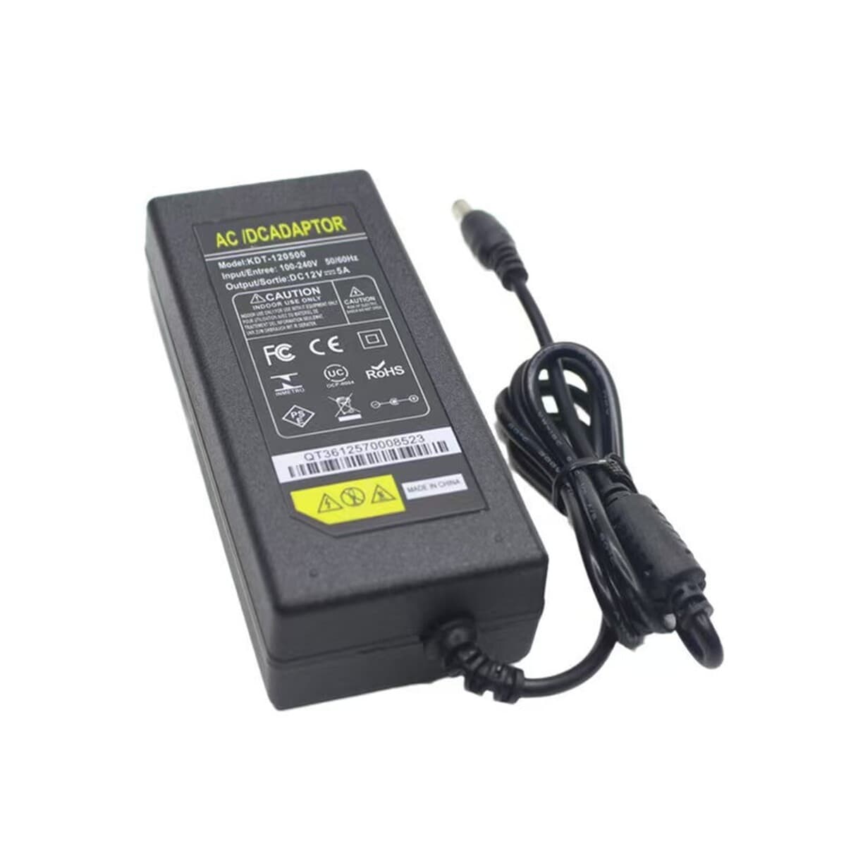 Адаптер питания 12В 5А, стандарт США и ЕС, 60Вт, высокоэффективный, с стабилизацией напряжения, для оборудования...