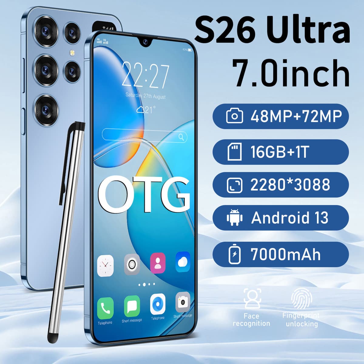 TK новый транскордонный смартфон 1 + 16, 7.3inch большой экран S26 Ultra Shopee OZON, горячая модель, прямая продажа с...