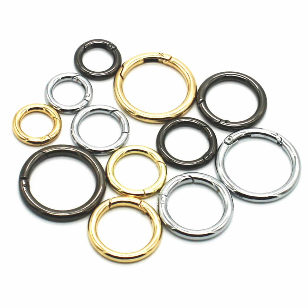 Пресс-застежка из цинкового сплава, пружинное кольцо, открытый кольцевой брелок для ключей от машины, застежка для сумки,...