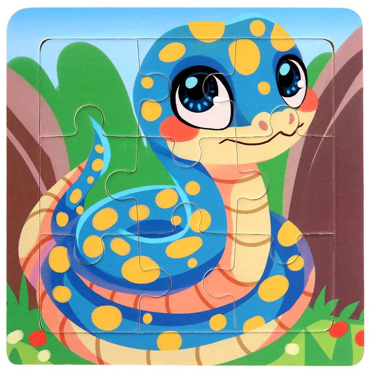 9 штук деревянных мультфильмов животных плоская головоломка детский сад ребенок мальчик девочка раннего образования