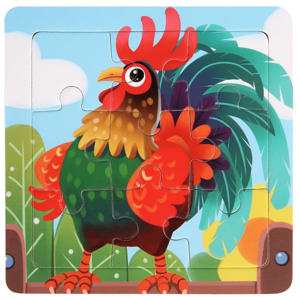 9 штук деревянных мультфильмов животных плоская головоломка детский сад ребенок мальчик девочка раннего образования