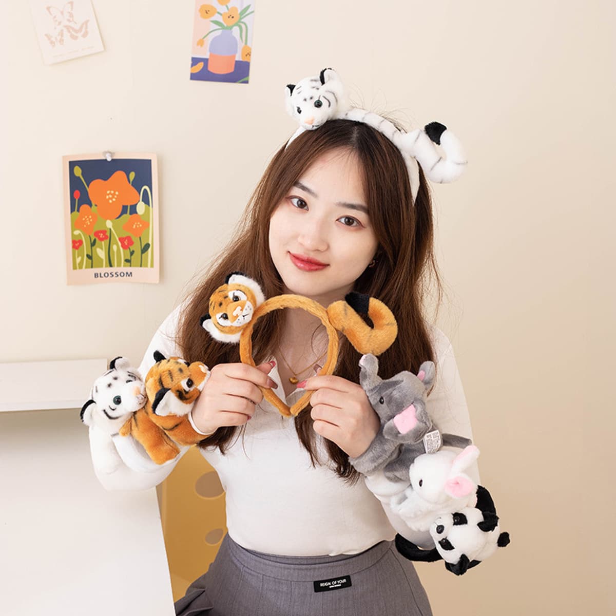 Тигр плюшевая игрушка кукла треск креативная пара браслет детский запястье аксессуары зоопарк подарки оптом