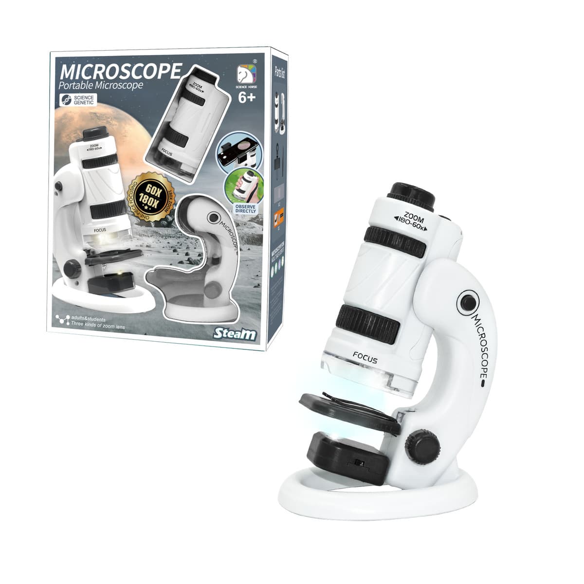 Портативный микроскоп Xueyouma, обновленная версия, набор 3-в-1, с двойным источником света, экспериментальный микроскоп для...