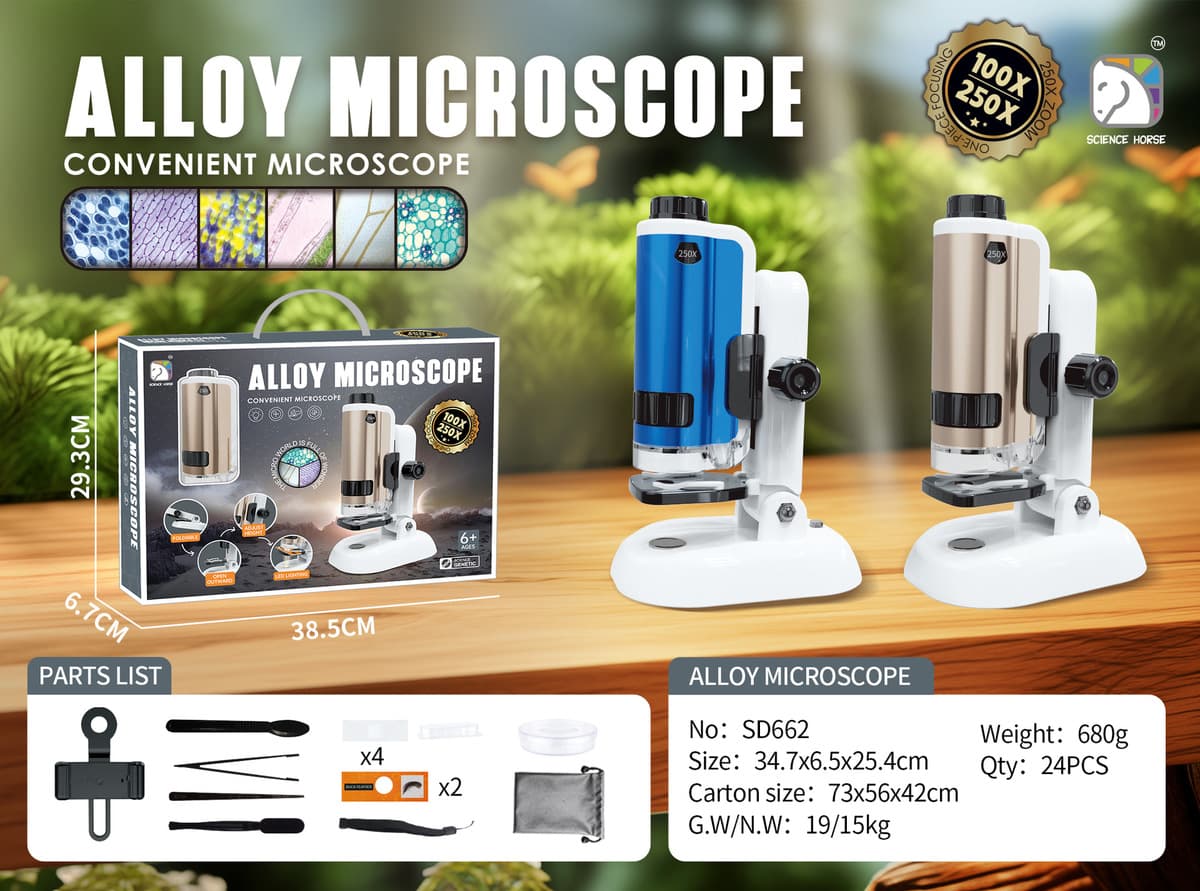 Портативный микроскоп Xueyouma, обновленная версия, набор 3-в-1, с двойным источником света, экспериментальный микроскоп для...