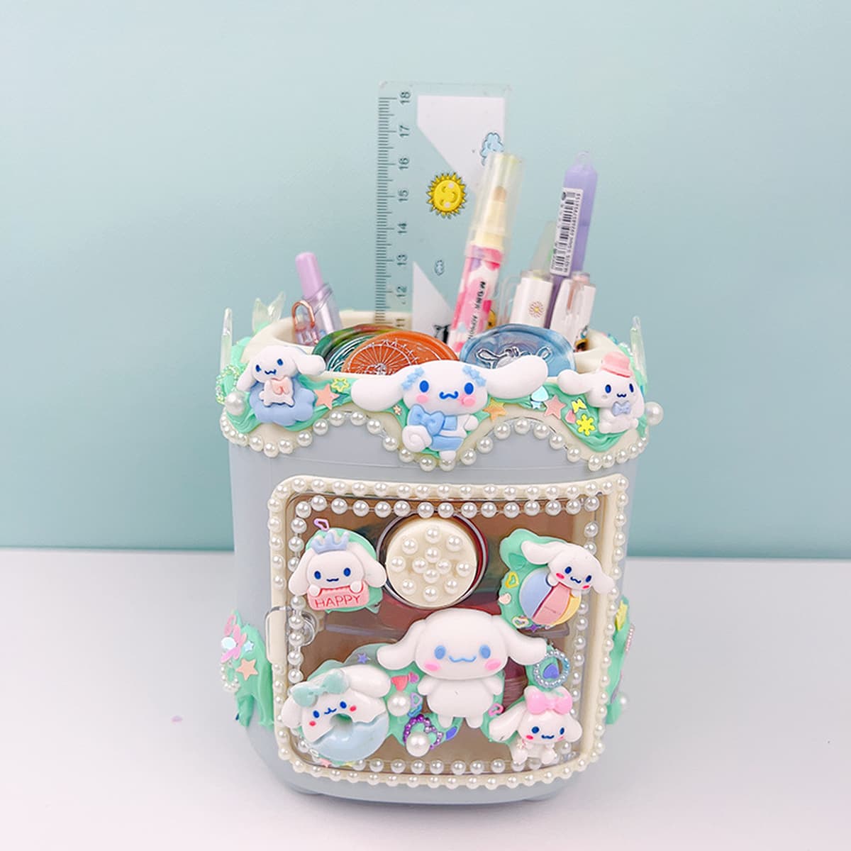 Креативный детский кремовый клей ручной работы держатель для ручек материал сумка студенческий Настольный ящик для хранения...