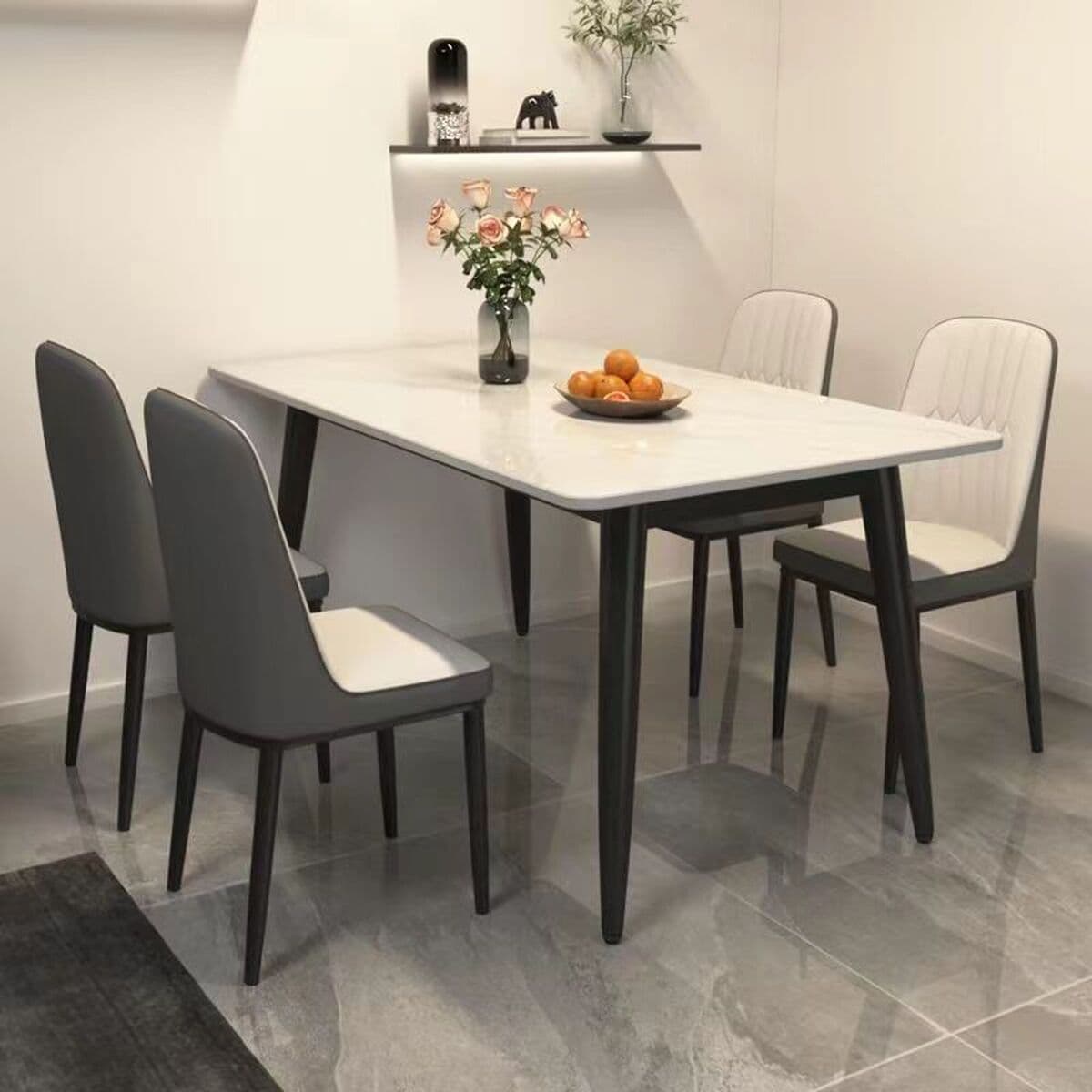 Обеденный стол из сланца в ретро-стиле, легкая роскошь для дома, современный и простой, комплект обеденного стола и стульев...