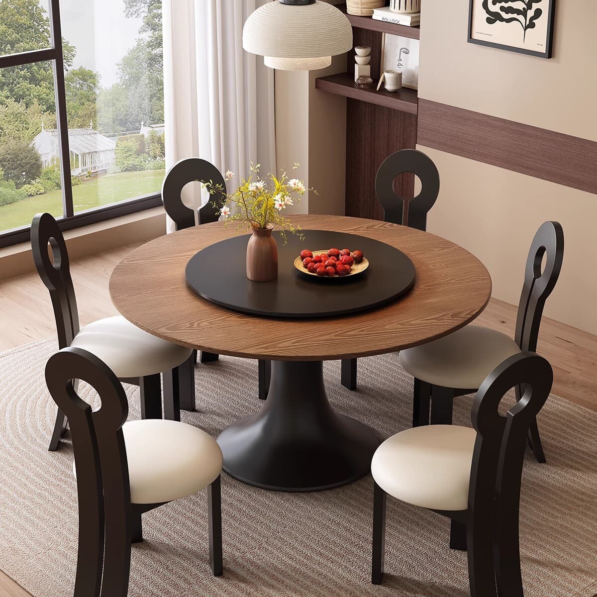 Круглый обеденный стол из цельного дерева во французском стиле середины века, 1.4m г., американский ретро-стол с маленькой...