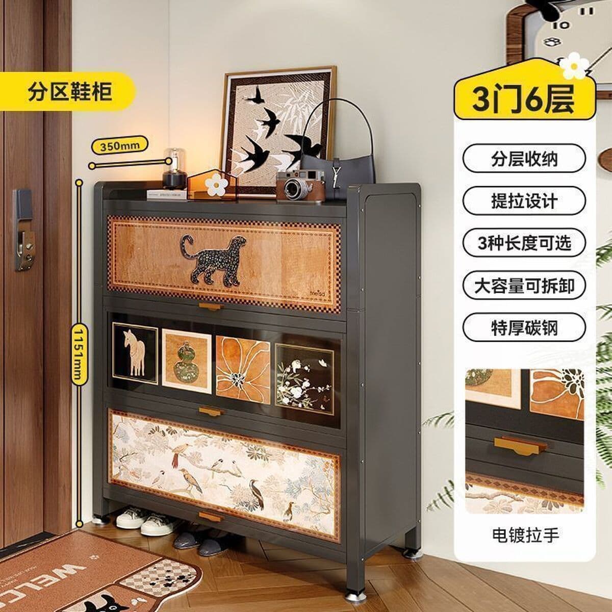 Стальной средний стиль дверной обувной шкаф домашний шкаф для хранения многослойный шкаф для хранения