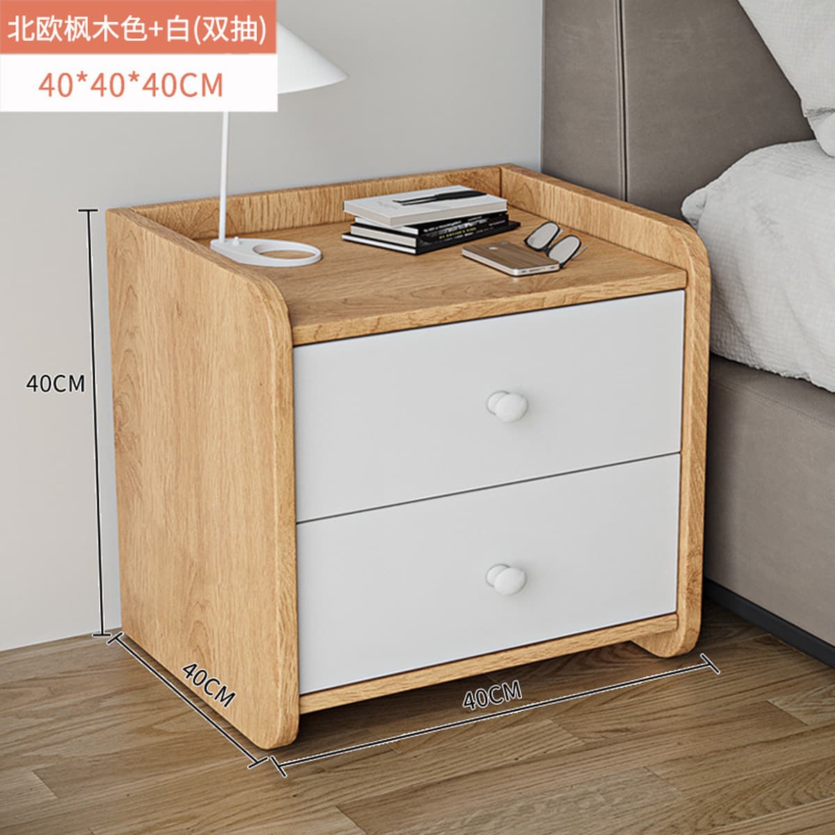 Простая ночная тумбочка в современной спальне